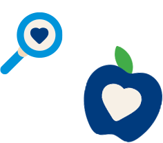 Illustration of an apple and a magnifying glass